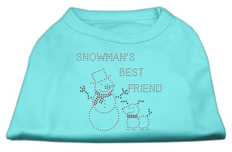 Snowman's Best Friend Rhinestone Shirt Aqua M